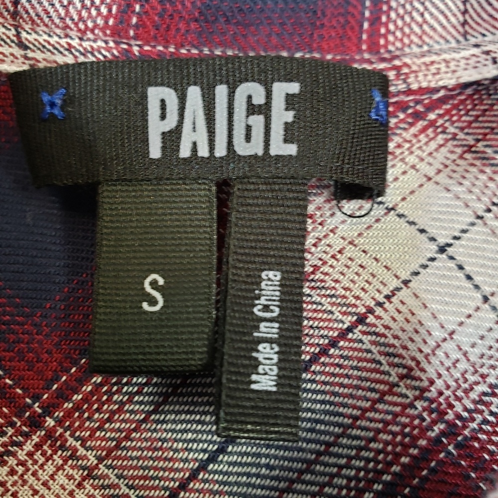 PAIGE Plaid Button Front Long Sleeve Shirt Size Sm - Picture 3 of 5
